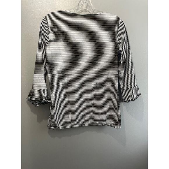 Philisophy Size Small Top Knit 3/4 Sleeve‎ Scoop Neck Black / White Stripe - Picture 2 of 4